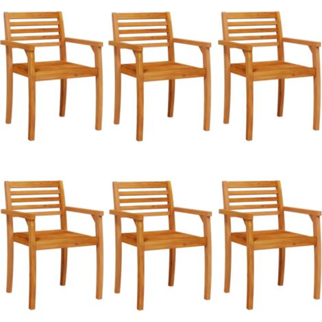 Garden Chair  Set of 6  Natural Acacia  Solid Acacia wood  Standard vidaXL