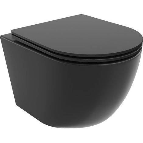 Mexen Lena inodoro Rimless Tornado con asiento de cierre lento slim, duroplast, negro mate - 30221085T (1/5)