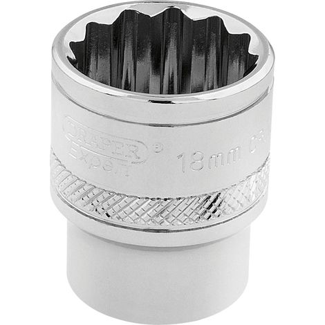 Draper 18mm 12-Point 3/8" Square Drive Hi-Torq® Metric Socket (Polished Chrome, Model 32786) (1/5)