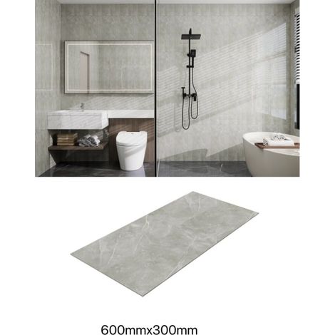 TrAdE Shop Traesio - Pannello Effetto Marmo Grigio 600x300 Mm Rivestimento Parete Bagno Moderno -