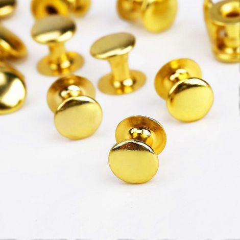 Rivets métalliques ronds en forme de champignon, compatibles avec le bricolage, lot de 100 pièces, dorés (1/4)