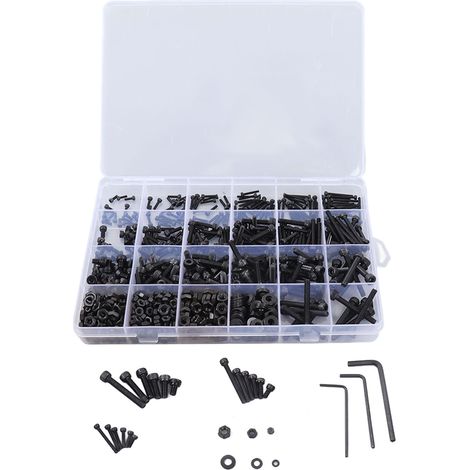 1203 pièces jeu de boulons hexagonaux, écrous, rondelles plates et clés, assortiment de fixations pour réparation (1/5)