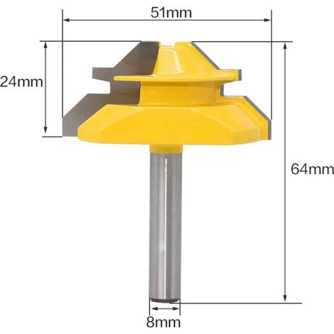 45-Grad-Gehrungsfräser, 8 mm, Holzbearbeitungsfräser, Schlitzfräser, Zapfenfräser für Holz, Schneidwerkzeug für Graviermaschine, Decogeupa-Maschine (1/4)