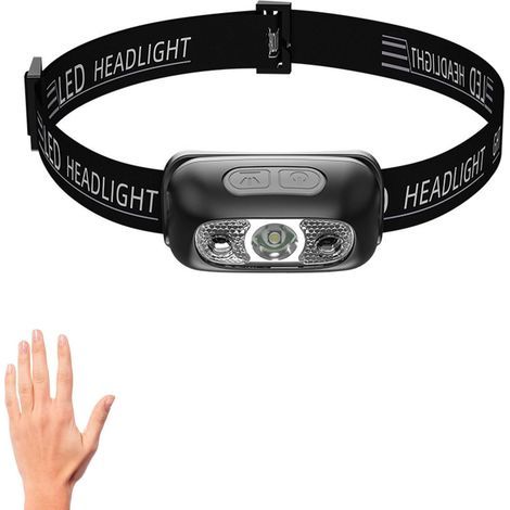 Lampe Frontale LED Puissante, Torche Frontale Rechargeable, Avec Capteur Mouvement, 4 Modes d'Eclairage, 60° Réglable, Étanche et Léger, Pour Cyclisme, Pêche, Camping [Classe énergétique G] (1/5)