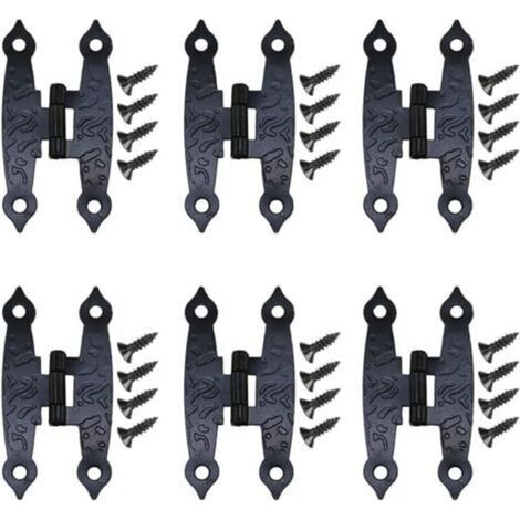 Bisagra para muebles, 10 piezas de bisagras antiguas negras para puertas de armario con tornillos metálicos florales, herrajes 6533mm (1/5)