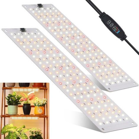 Lot de 2 lampes horticoles, 270 LED à spectre complet, lampe de croissance avec minuterie 3/9/12h, 10 niveaux de luminosité pour plantes d'intérieur. (1/5)