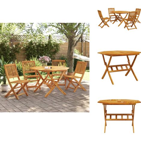 Ensemble à manger de jardin pliable 5 pcs bois massif d’acacia - Meubles De Jardin - Salon De Jardin - Set De Table - Acacia - Meuble Pliable (1/5)