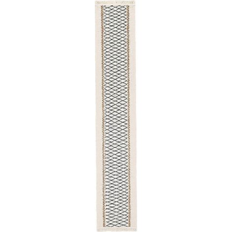 Chemin de table bohème en jute naturelle, 183 cm de long, style campagnard tressé. (1/5)