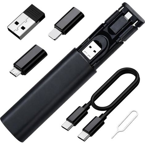 Kit Adaptateur Usb Vers C 6 En 1 Avec Connecteur Micro Pour Smartphone, Tablette Et Appareils Usb C, Multi Usb Auf C Adapter (1/5)