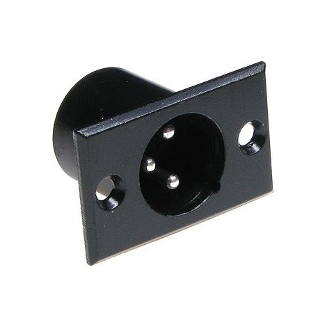 CONECTOR DE MICRÓFONO XLR DE 3 PINES NEGRO PARA MONTAJE EN CARCASA