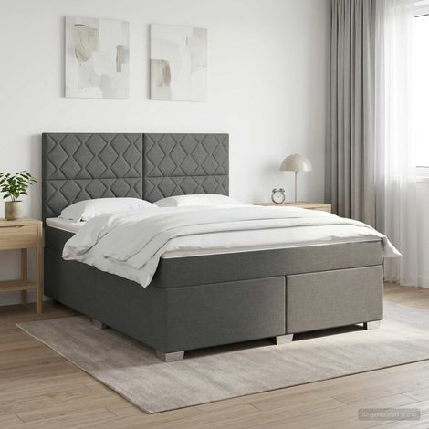 Cama box spring con colchón Gris oscuro 140 x 190 cm Tela (1/5)