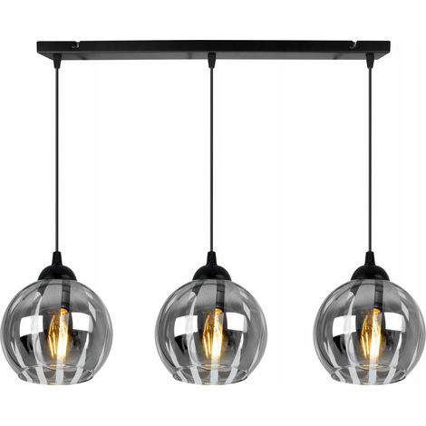ELEGANTE LAMPADA A SOSPENSIONE CROMATA, PARALUME A SFERA DI VETRO (1/5)