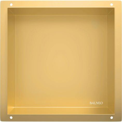 BALNEO - niche murale 30x30x10 cm dorée en acier inoxydable WALL-BOX NO RIM - étagère murale encastrée sans cadre (1/4)