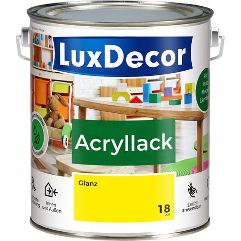 LUXDECOR Acryllack Holzfarbe Metall und Holz Lack Buntlack Glanz (18) Ägyptische Sonne - 2,2L