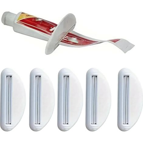 Lot de 5 tubes pressoirs de dentifrice, noir, bleu, rouge, blanc (5, blanc) (1/5)
