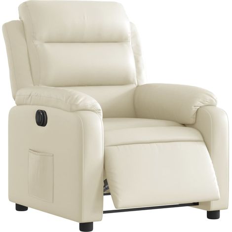 Fauteuil relax TV fonction d'inclinaison électrique très confortable en PVC crème DEC028263 (1/5)