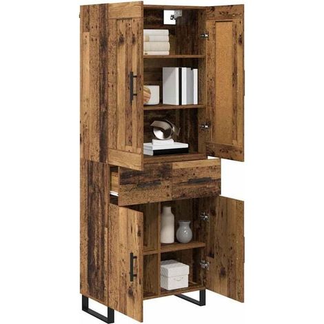 Armoire Penderie 2 Portes Style Rétro en Bois, Placard de Rangement Hauteur 180 cm, Meuble de Chambre à Coucher Vintage 69.5 x 34 x 180 cm (1/5)