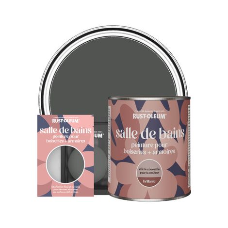 Peinture pour Boiseries & Armoires de Salle de Bains, Finition Brillante - Graphite (1/3)