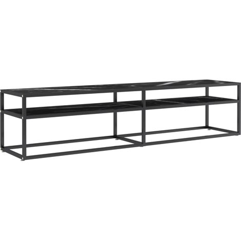 Mobile TV multimediale scaffale per televisione televisore buffet sala da pranzo soggiorno camera da letto marmo 180 x 40 x 40,5 cm vetro temperato nero 020027681
