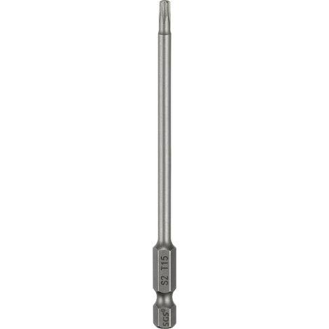T15 Embout De Tournevis À Tête Torx 1/4" Tige Hexagonale 4" (100mm) Long Embout Magnétique Sans Trou Anti-Sabotage 6 Pointes Étoile Embout De Tournevis Embout De Perçage Acier S2 (1/5)