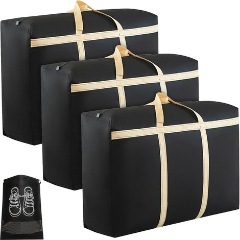 Juego de 3 bolsas de almacenamiento para debajo de la cama, 120 L, Oxford 600D grueso, impermeables, para ropa, edredones, mudanzas (90 x 46 x 26 cm) (1/5)