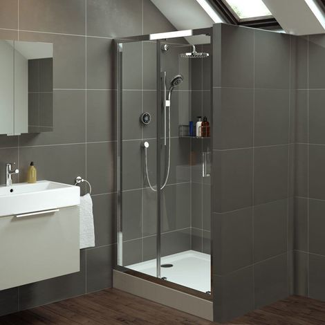 Mira Leap 1200x900mm Single Sliding Door Shower Enclosure Easy Plumb Tray Waste (1/5)