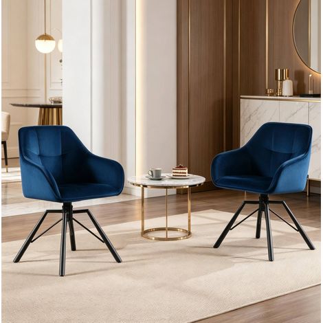 Sedia girevole 58,5 x 82,5 x 54,5 cm blu con braccioli e seduta 360° (1/5)