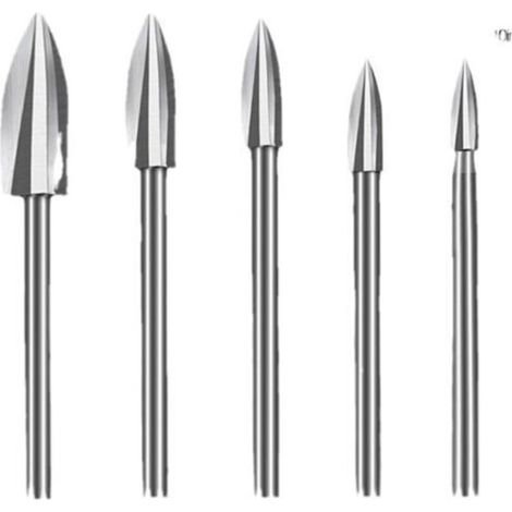 Wood Carving Bit Set, 5 Pieces Wood Carving Drill Bits with shank for DIY, Carving, Engraving, Sanding and Drilling (1/5)