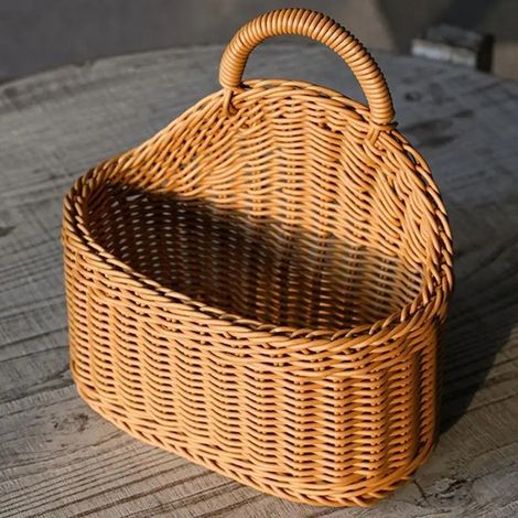2 PièCes, Panier De Rangement Mural, Panier De Rangement Mural Tissé à La Main Pastoral, Panier Suspendu De DéCoration Murale CréAtive Pour Salon Et Café (1/5)