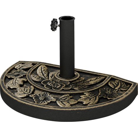 Pied de parasol demi avec manivelle pliable 50 x 31 x 32 cm bronze pour salon demi-lune manivelle, résine, fixation murale, (1/5)