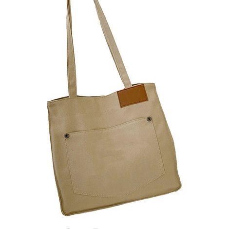 Vintage-Schultertasche aus Canvas für Damen, Magnetverschluss, Buchstabenprint, lässige Stoffhandtasche, Geldbörse, Beige, Einheitsgröße