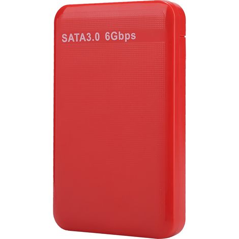 Boîtier pour disque dur mobile 2,5 pouces USB 3.0 SATA 3.0 haute vitesse 6 Gbit/s prenant en charge l'accélération UASP jusqu'à 6 To (rouge) (1/5)