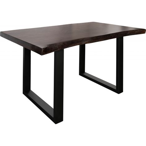 FREEFORM 5 Tavolo da pranzo in legno di acacia - laccato marrone /gambe in ferro - antracite mat 140x90x77