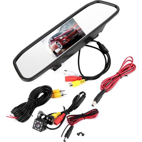 Camera De Recul Voiture,Camera De Recul dans Rétroviseur,Moniteur De Rétroviseur De Voiture,4.3In Moniteur De Rétroviseur De Voiture 8Led Moniteur De Voiture De Caméra De Recul De Vision Nocturne (1/5)
