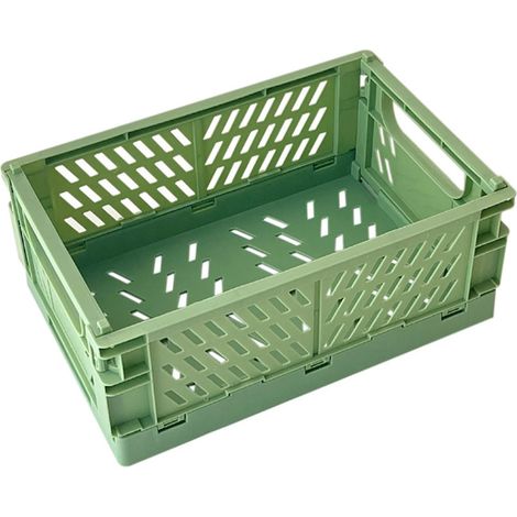 Mini panier pliable en plastique, boîte de rangement pliable verte pour la maison, la cuisine, la chambre, la salle de bain ou le bureau (1/5)