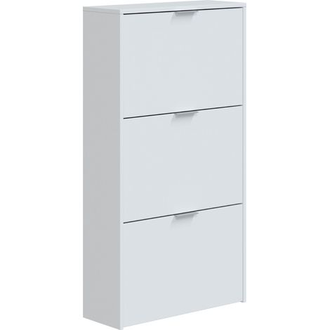 ARMARIO ZAPATERO 3 PUERTAS 113X60X22 CM BLANCO BRILLO (1/5)