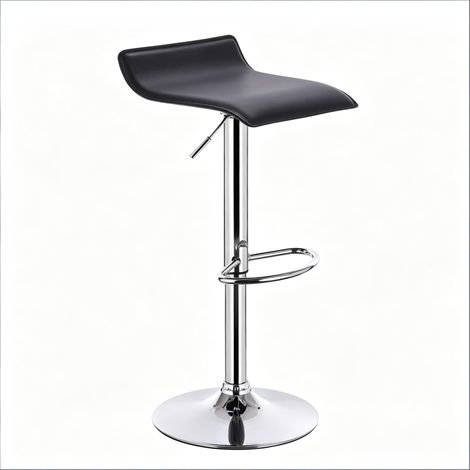 Sgabello bar girevole con anello in gomma, ergonomico, nero
