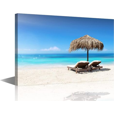 Framed Canvas Wall Art for Living Room, Bedroom, Beach, Coastal Landscape - Artwork Ready to Hang (18x12 inches) (1/5)