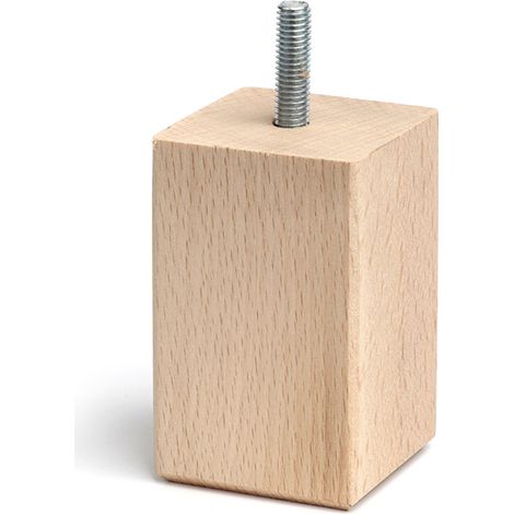 REI – Pied carré en bois hêtre brut 80 mm – Dimensions 45x45 mm – Support solide pour meubles et structures DIY – Installation facile