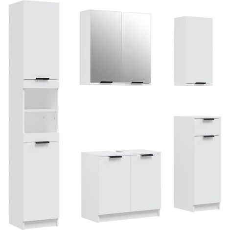 Maison Exclusive - Set di Mobili da Bagno 5 pz Bianco in Legno Multistrato