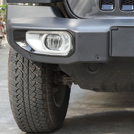 1 pair of JL carbon fiber front fog light cover trims for 18-19 Jeep Wrangler (1/4)