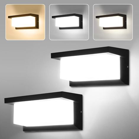 22W LED-Außenwandleuchte, IP65 wasserdicht, Aluminiumgehäuse, geeignet für Gärten, Garagen, Tore usw., 2er-Set. (1/5)