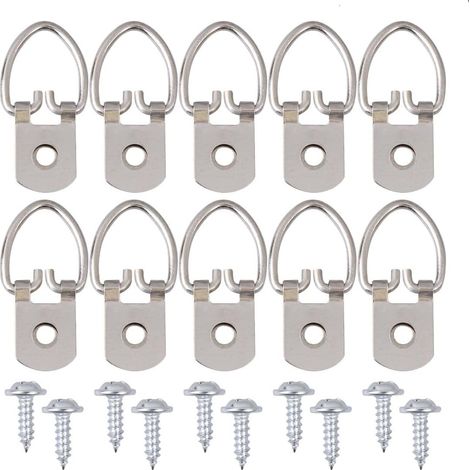 200 Pièces Lot de Crochets D-ring pour Cadre Photo avec Vis Fixation Murale Résistante pour Tableaux Peintures et Horloges Accessoires Durables pour Suspension d Œuvres d Art (1/5)