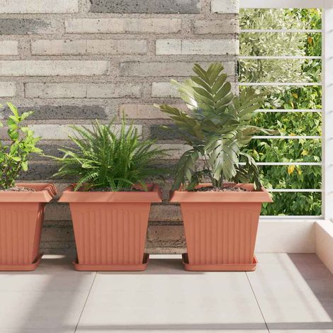 Quadratischer Blumentopf 6 pcs Ziegelrot 28,5 x 28,5 x 22 cm