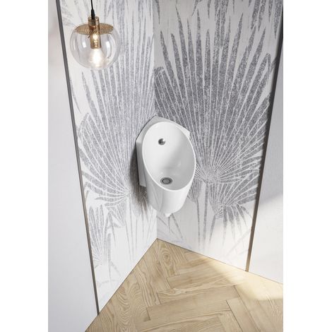 Sanindusa Sanlife hoek Urinoir - 27.8x37.2x45cm - bevestigingsset - sifon - spoelverdeler - wit