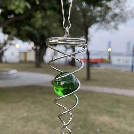 Moulin à vent en spirale en acier inoxydable avec boule de cristal pour décoration de jardin, carillon à vent, décoration d'intérieur extérieure, 40 x 165 mm (1/5)