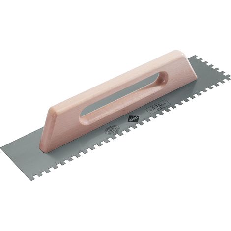 1 - Truelle en acier - Peigne à enduire - Dents 20x20 mm pour sols irréguliers - Manche en bois naturel - 48 cm (1/5)