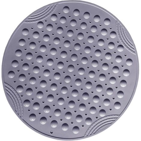 Tapis de douche rond antidérapant, avec ventouse, lavable en machine, 55 x 55 cm, gris foncé (1/4)