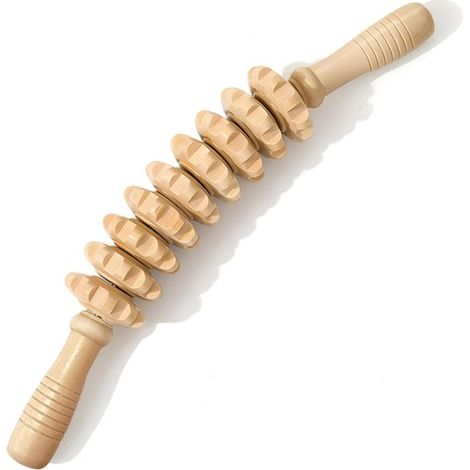 Bâton de massage à rouleau - Balle de massage - Massage - Bâton de relaxation musculaire - Masseur corporel complet - Bâton de yoga - Soulagement de la fatigue - Bois kaki (1/5)