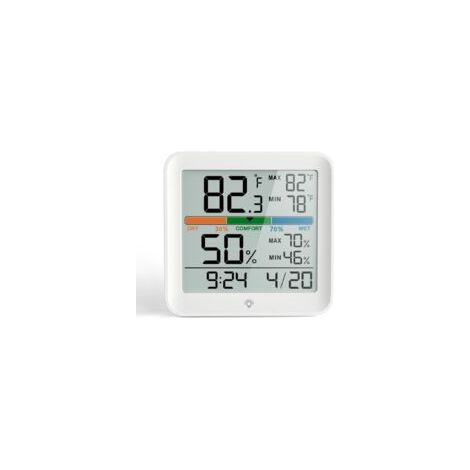 Termometro igrometro-termometro digitale per interni maison con Grand rétroéclairage tattile, Max/Min Horloge de Comfort d'Air Moniteur umidometro pour Serre Chambre de Bébé Chambre,Blanc - Crezuo